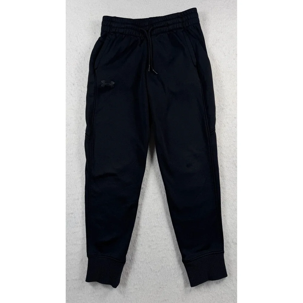Under Armour Boys ColdGear Joggers Black Loose Fit Sweatpants Youth Medium